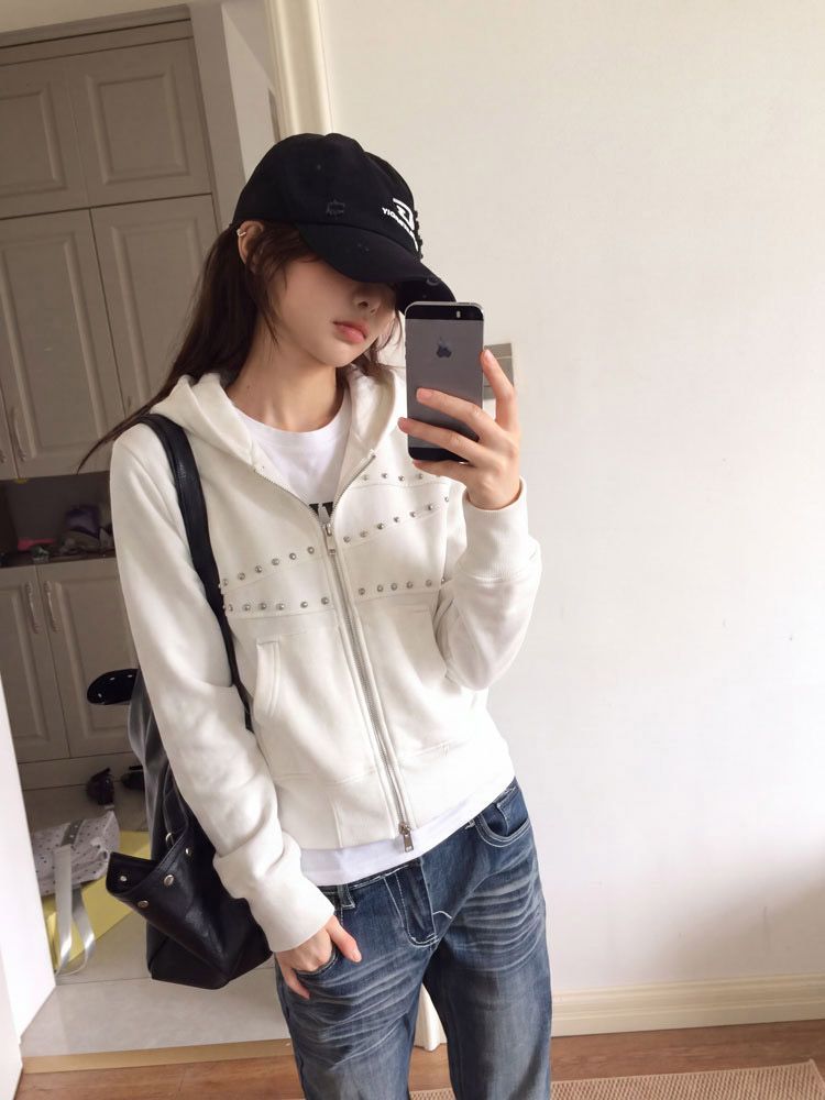 Women'S Fashion Zip Up Hoodies - Jaqueta Cropped Feminina Y2K com Capuz,