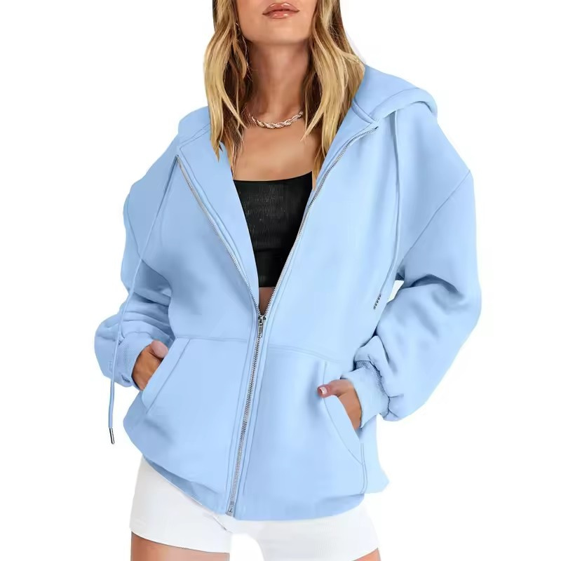 Women'S Fashion Zip Up Hoodies - Cardigã Feminino com Zíper e Capuz