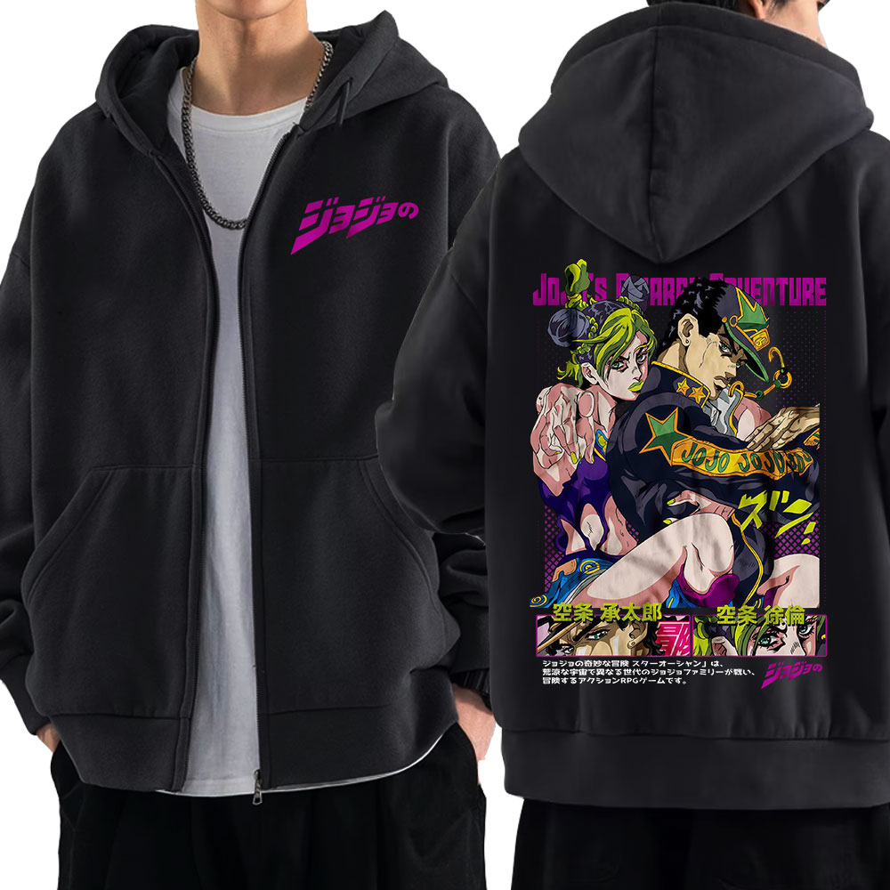 Women'S Fashion Zip Up Hoodies - Anime jojo aventura bizarra zíper hoodies