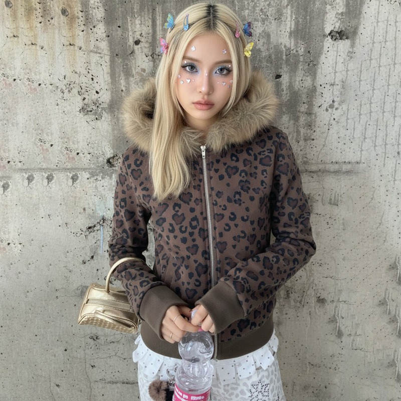 Women'S Fashion Zip Up Hoodies - Americano quente menina inverno novo y2k