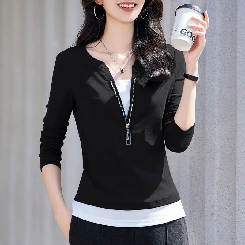 Women'S Fashion Quarter Zip - Moda feminina com decote em v
