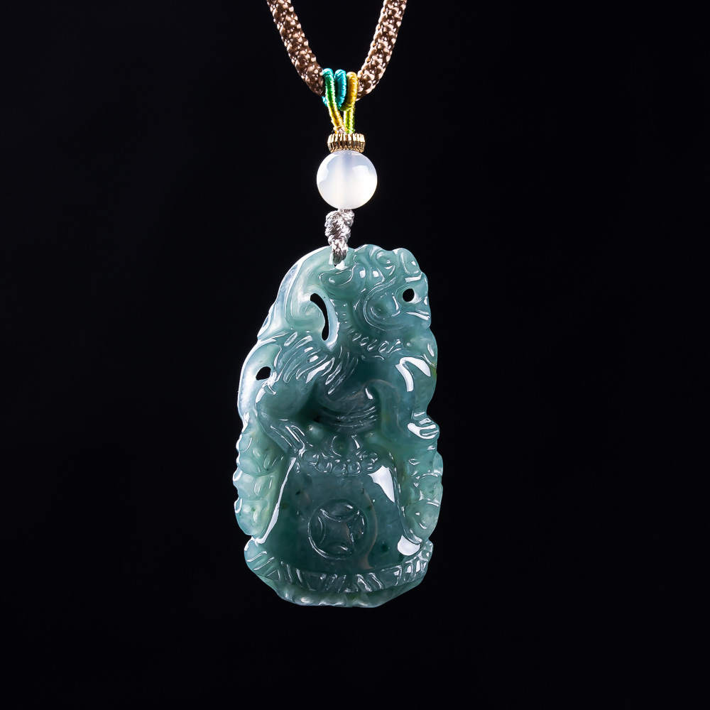 Women Fashion Necklace - Pingente Pixiu de Jadeíta Birmanesa, Talismãs