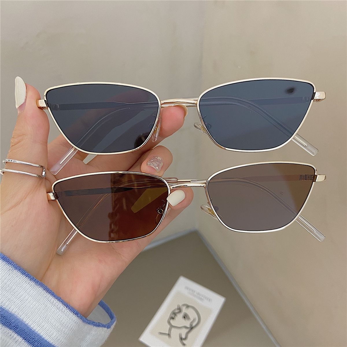 Women'S Fashion Eyewear - Óculos de Sol Metálicos em Forma