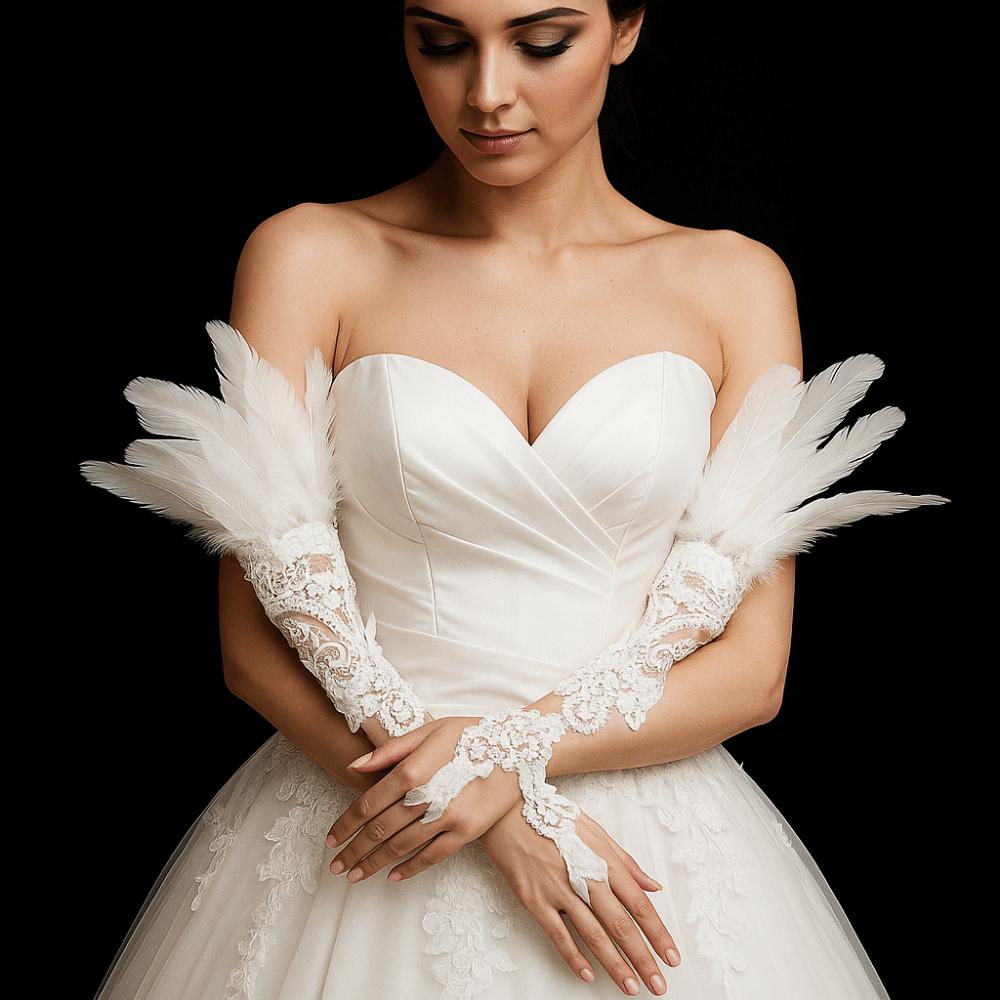 Women Fashion Gloves - 1pc acessórios de moda rendas penas