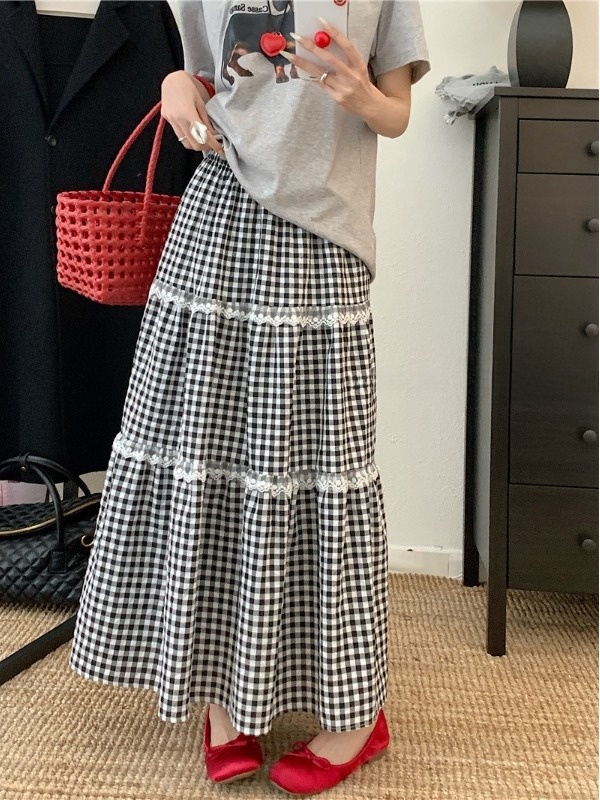 A-Line Skirt Midi - Saia Midi Godê Plus Size Xadrez