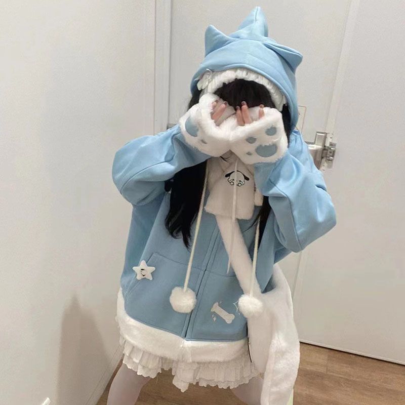 Japonês bonito anime bordado g - Women'S Fashion Zip Up Hoodies avaliação e preço
