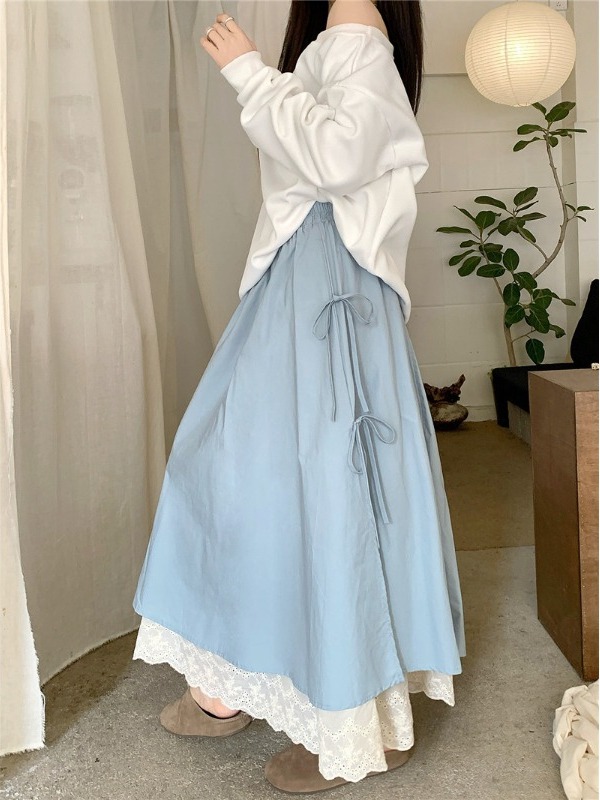 Saia Midi A-Line com Renda na  - A-Line Skirt Midi avaliação e preço