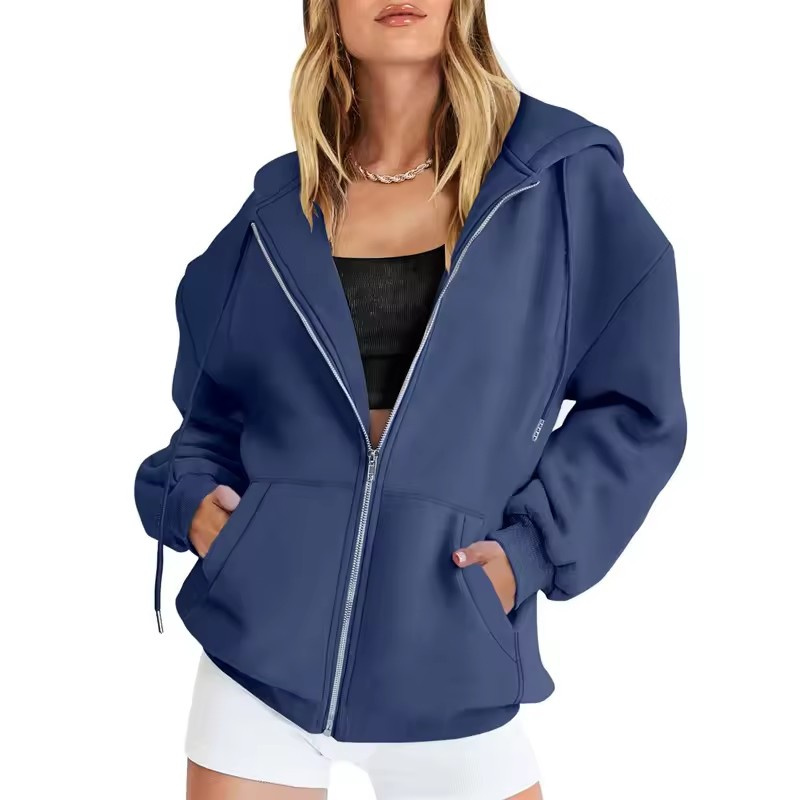 Cardigã Feminino com Zíper e C - Women'S Fashion Zip Up Hoodies avaliação e preço