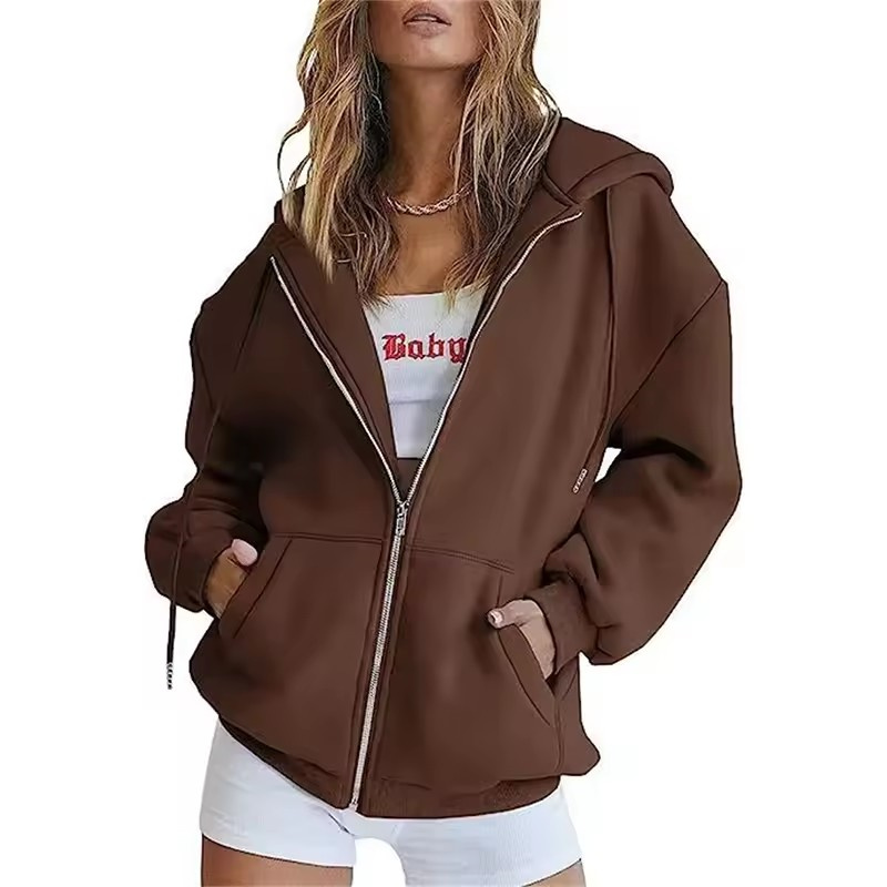 Cardigã Feminino com Zíper e C - Women'S Fashion Zip Up Hoodies avaliação e preço