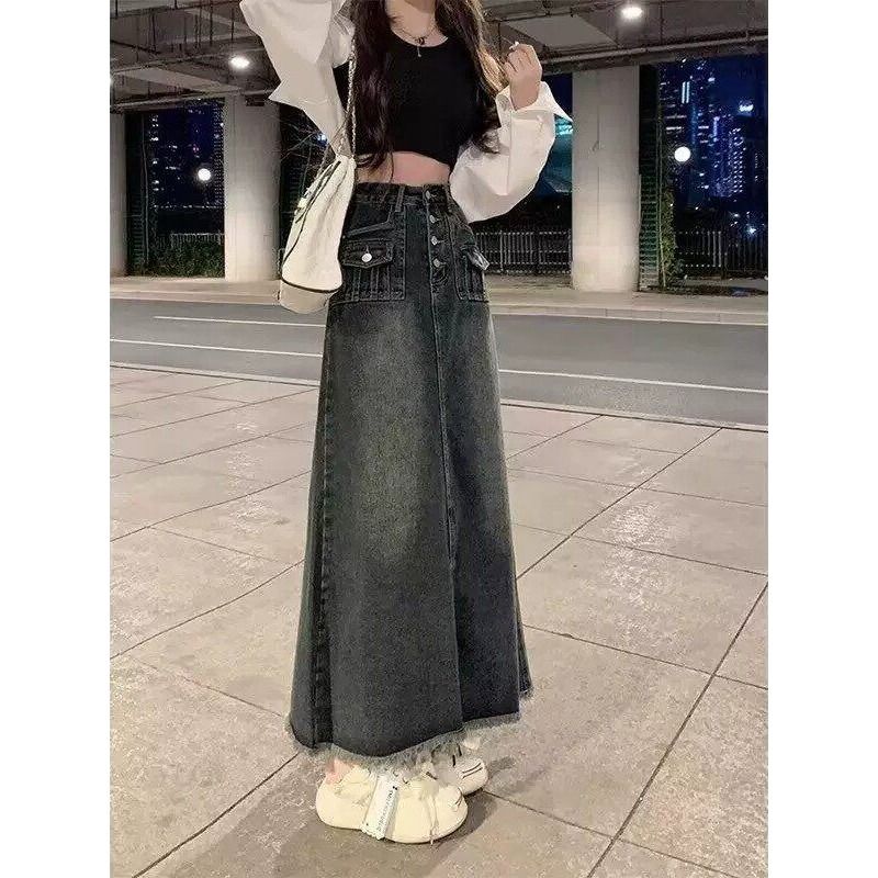 Saia Jeans Midi Feminina de Ci - A-Line Skirt Midi avaliação e preço