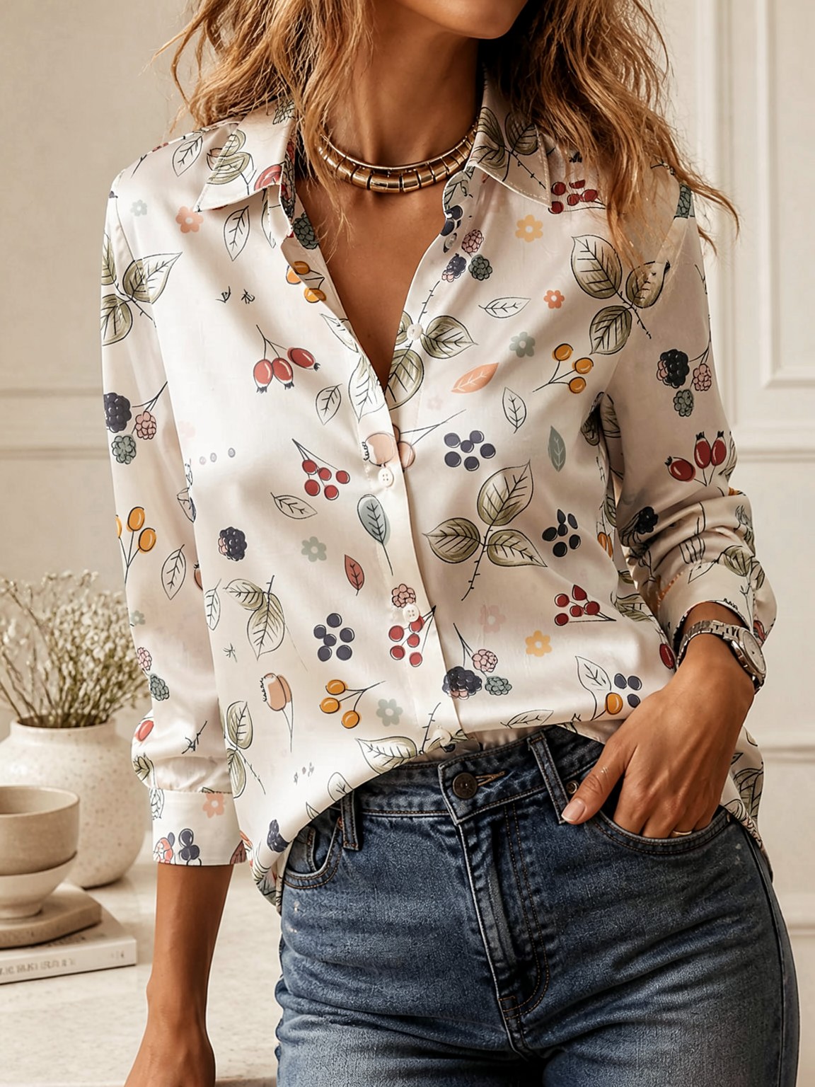 Blusa Elegante de Manga Longa  - Women Top Fashion avaliação e preço