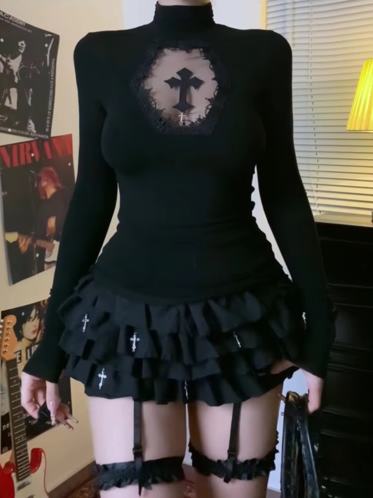 Camiseta Gola Alta Y2K Preta G - Women Top Fashion avaliação e preço