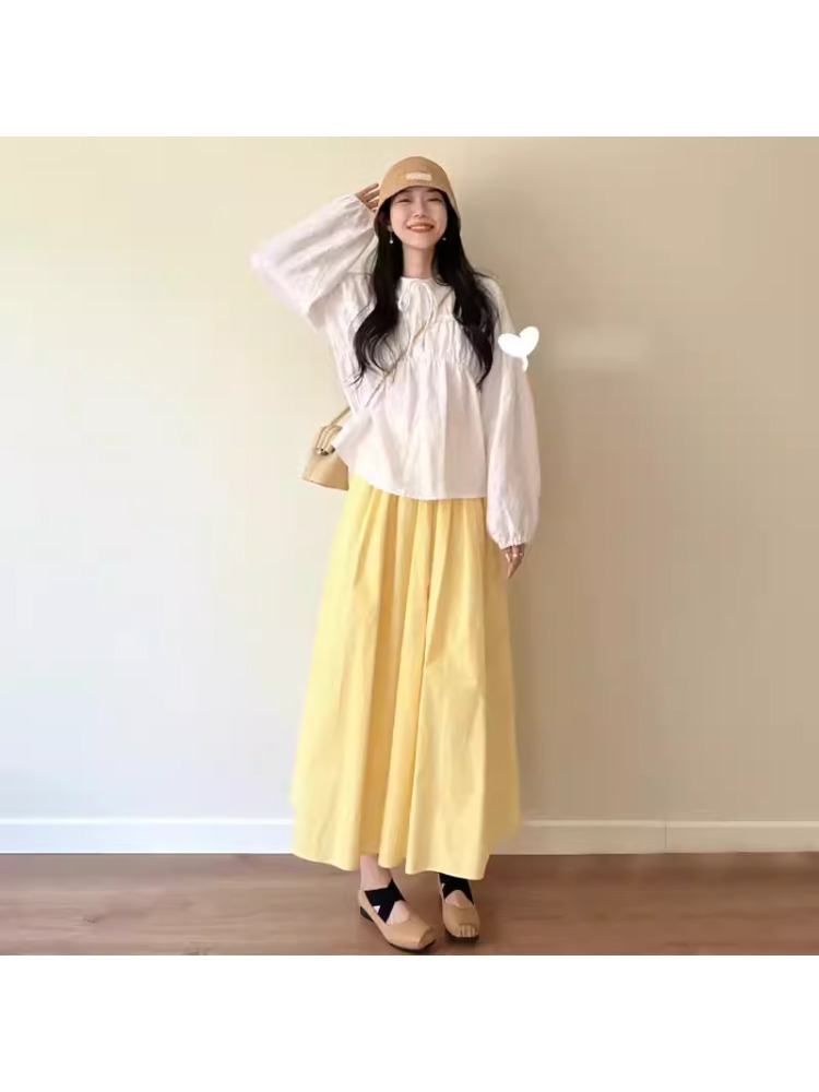 Saia Midi Amarela em A para Mu - A-Line Skirt Midi avaliação e preço