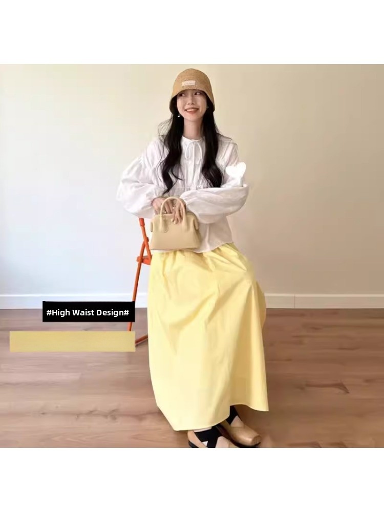 Saia Midi Amarela em A para Mu - A-Line Skirt Midi avaliação e preço