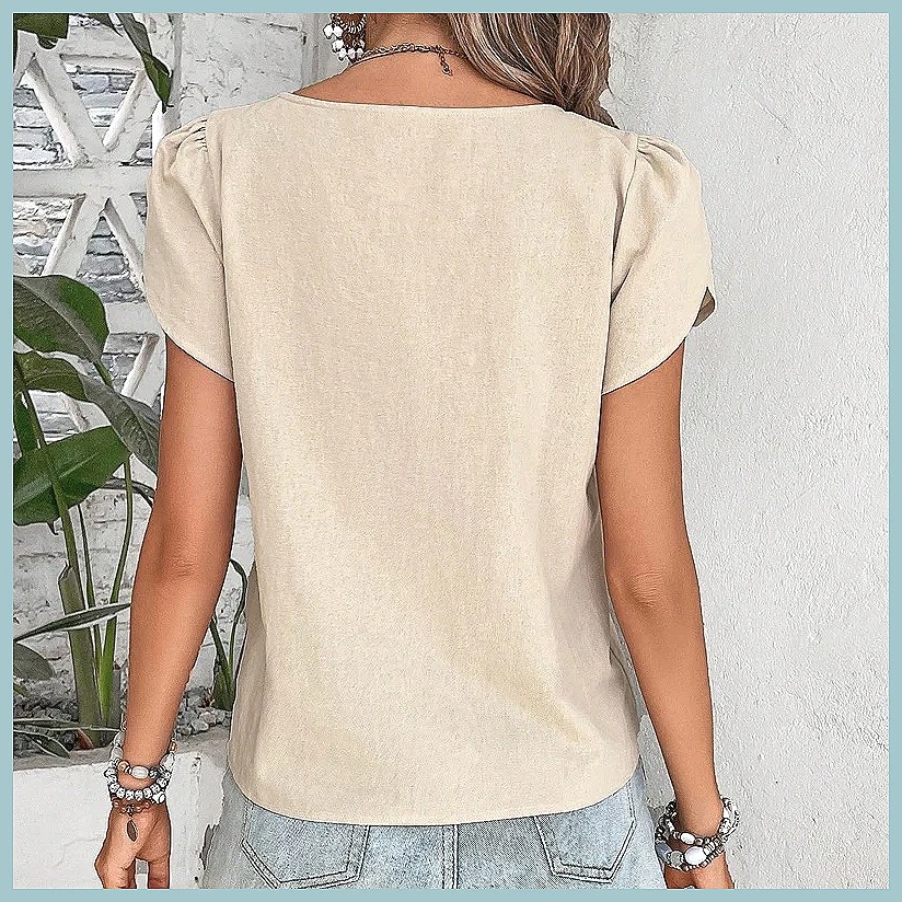 Blusa Vintage de Cor Sólida pa - Women Top Fashion avaliação e preço